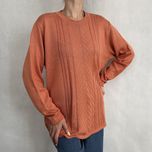 Sweter damski pomarańczowy koralowy pastelowy na wiosnę długi rękaw