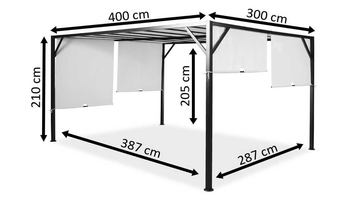 Pergola tarasowa metalowa Santorini 3 x 4m antracytowa DARMOWA DOSTAWA