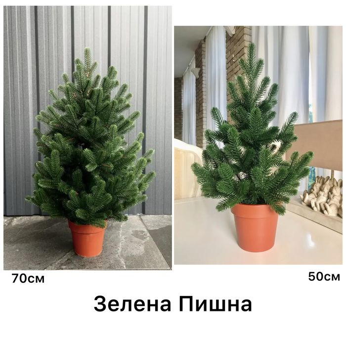 Ялинка лита в горщику 50/70/90см. Зелена/блакитна/засніжена/біла