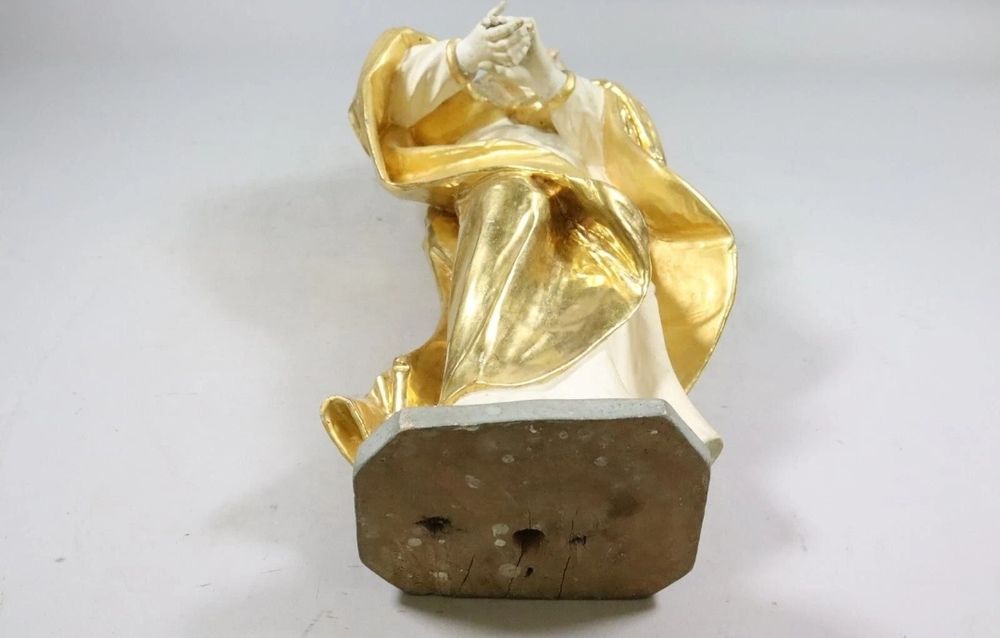 Figura Drewno Matka Boska w złotych szatach XVIII-XIX 50cm polichro