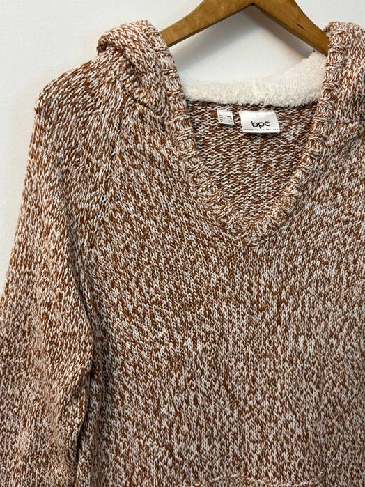 Długi dzianinowy sweter kapturem sukienka zimowa bluza BPC 40 42 L XL