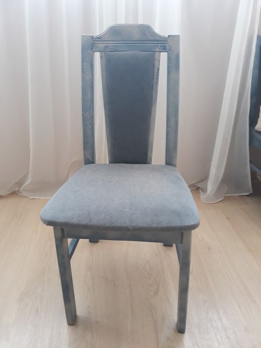 Стілець  для кухні м'який з високою спинкою сіро голубий