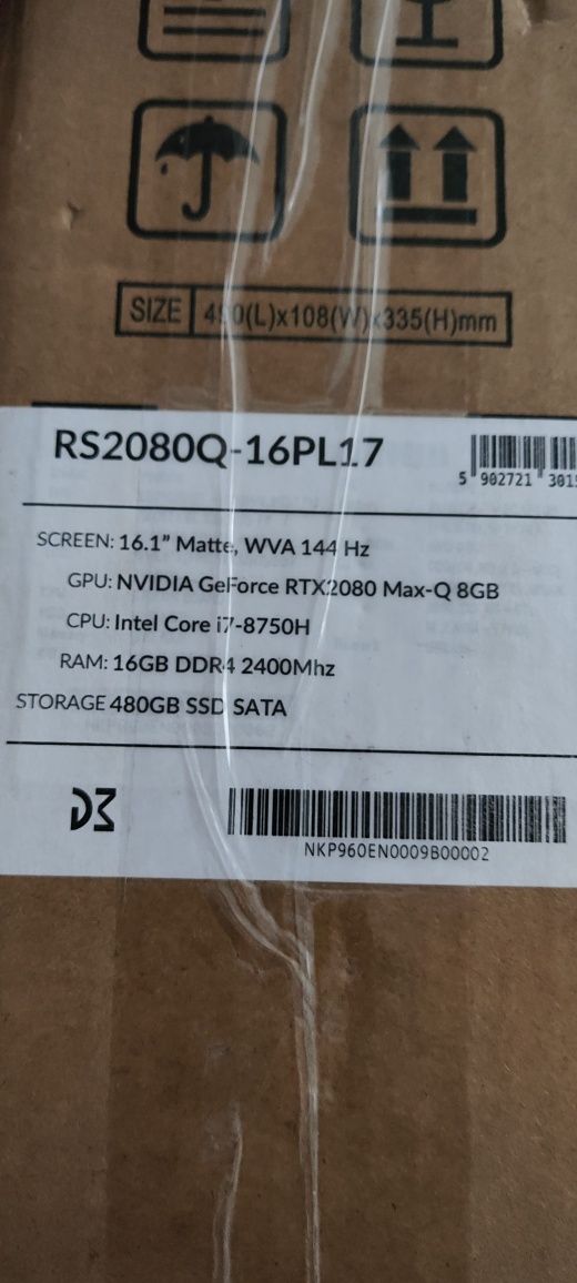 Laptop Dream Machines RS2080Q-16PL17 rtx2080  Intel core i7