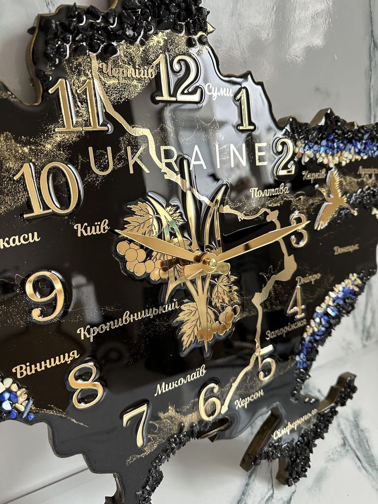 Годинник карта України 70*45см, епоксидна смола