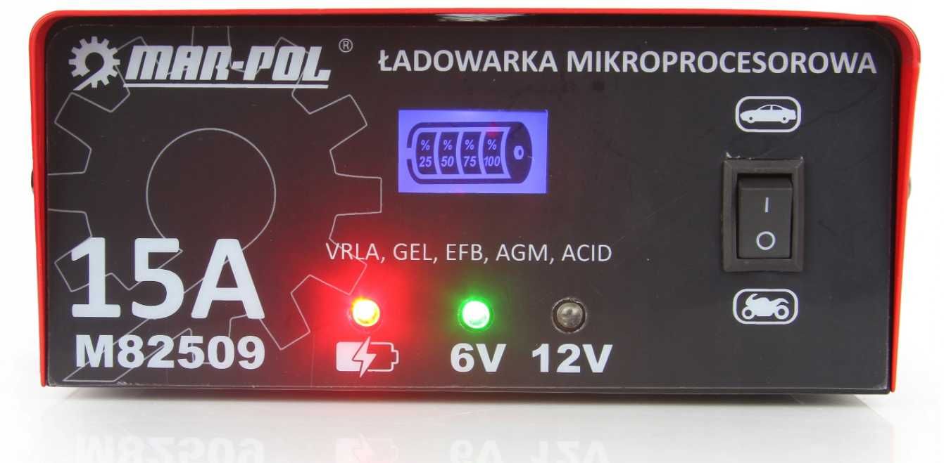 Prostownik MIKROPROCESOROWY Akumulatorowy 6V / 12V 15A