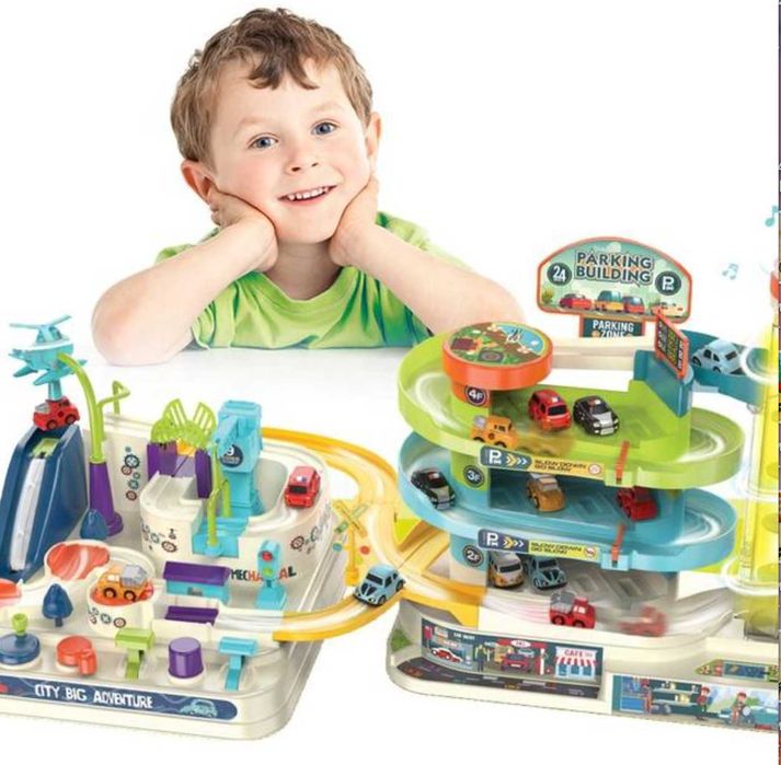 Трек парковка гараж для хлопчика з ліфтом та машинками великий набір