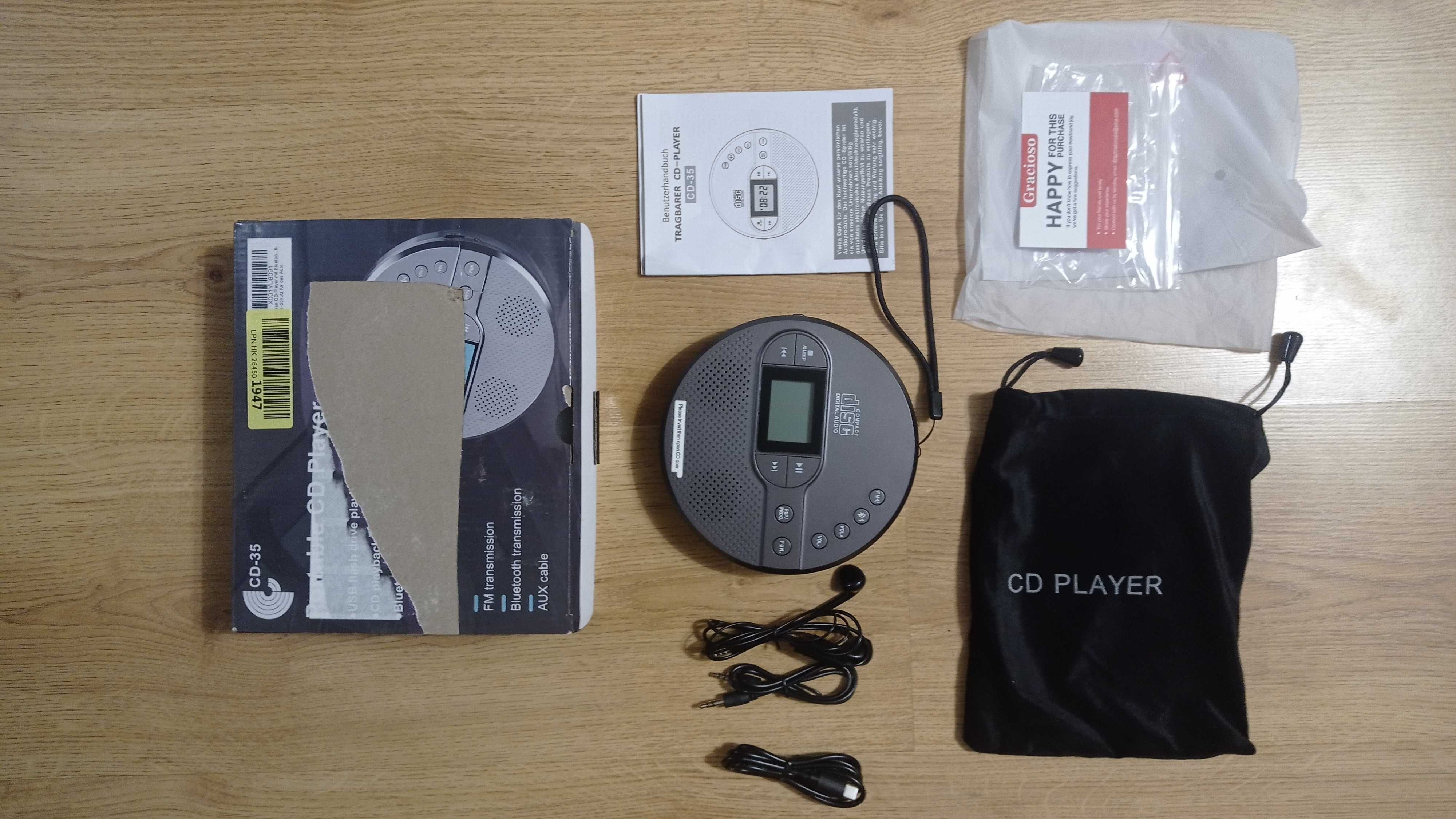 Bluetooth колонка / плеєр CD Player CD-35/AUX/USB/акумулятор