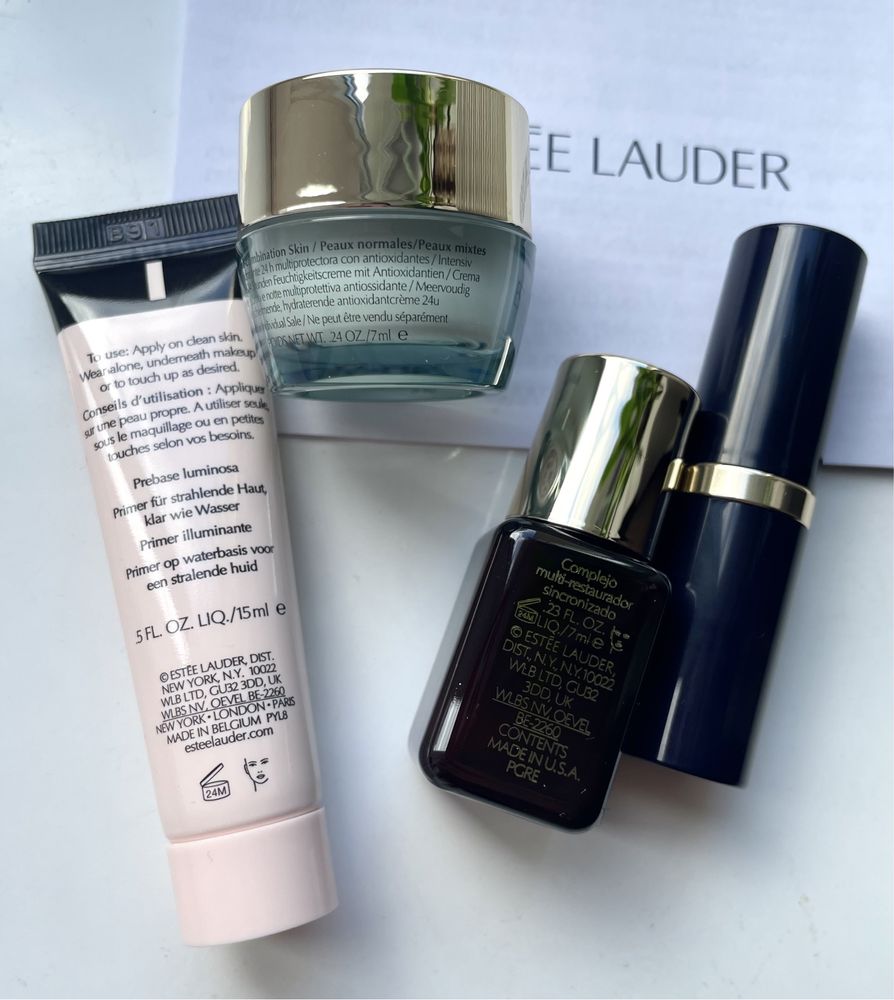 Подарунковий набір Estée Lauder :помада,крем,сиворотка,косметичка