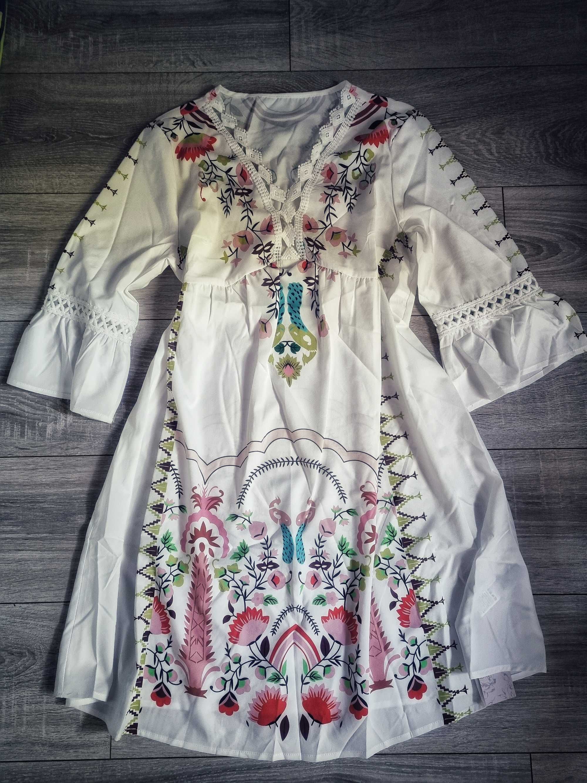 Sukienka letnia boho folk- wzór GUCCI