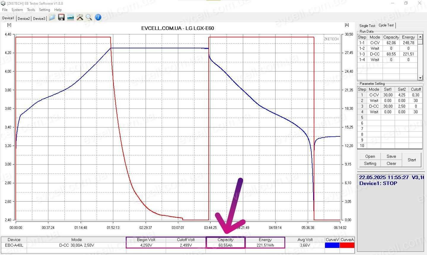 Акумуляторний елемент 60Ah 218Wh Li-ion LG Chem LGX E60