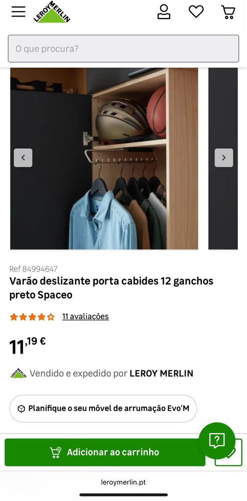 Varão deslizante porta cabides