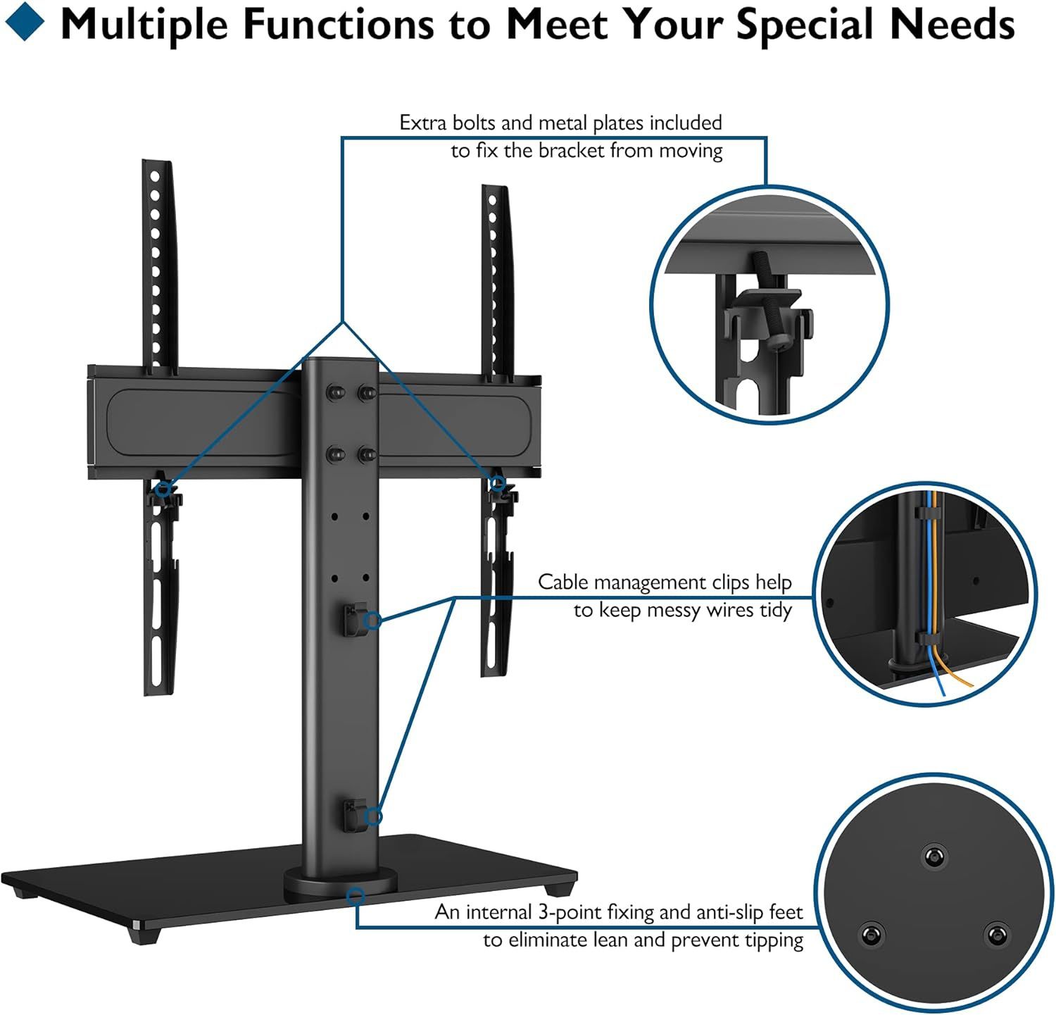 Suporte TV para mesa p ecrã de 26 a 55 pol max 40kg