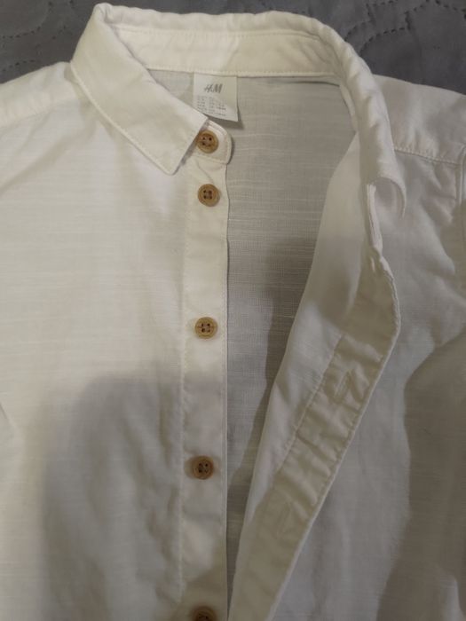 Biała koszula z krótkim rękawem 86 biała ecru H&M
