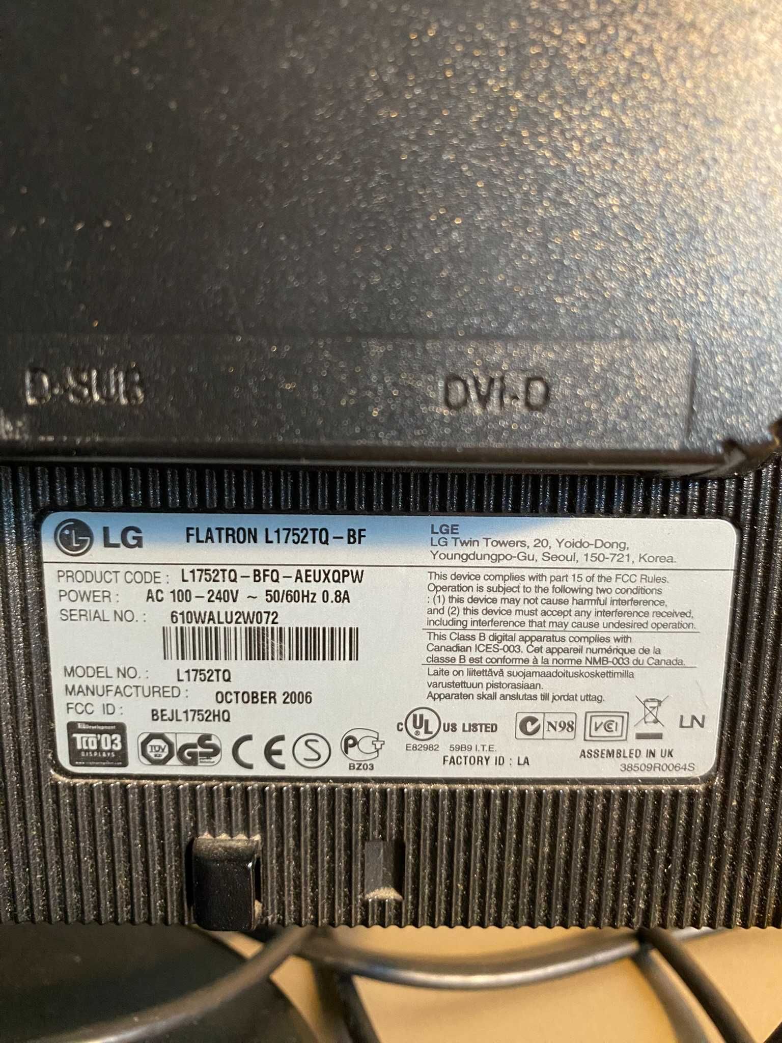 Monitor LG FLATRON L1752TQ