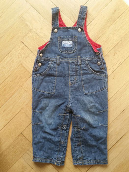 Spodnie ogrodniczki dziecięce Jasper Conran, jeansowe rozm 74