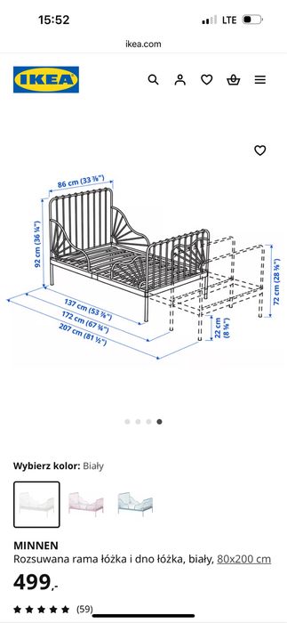 Łóżko rosnące Ikea Minnen białe