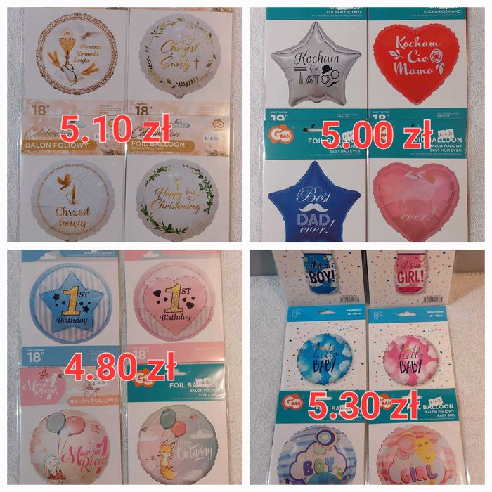 Balony foliowe/Balony lateksowe