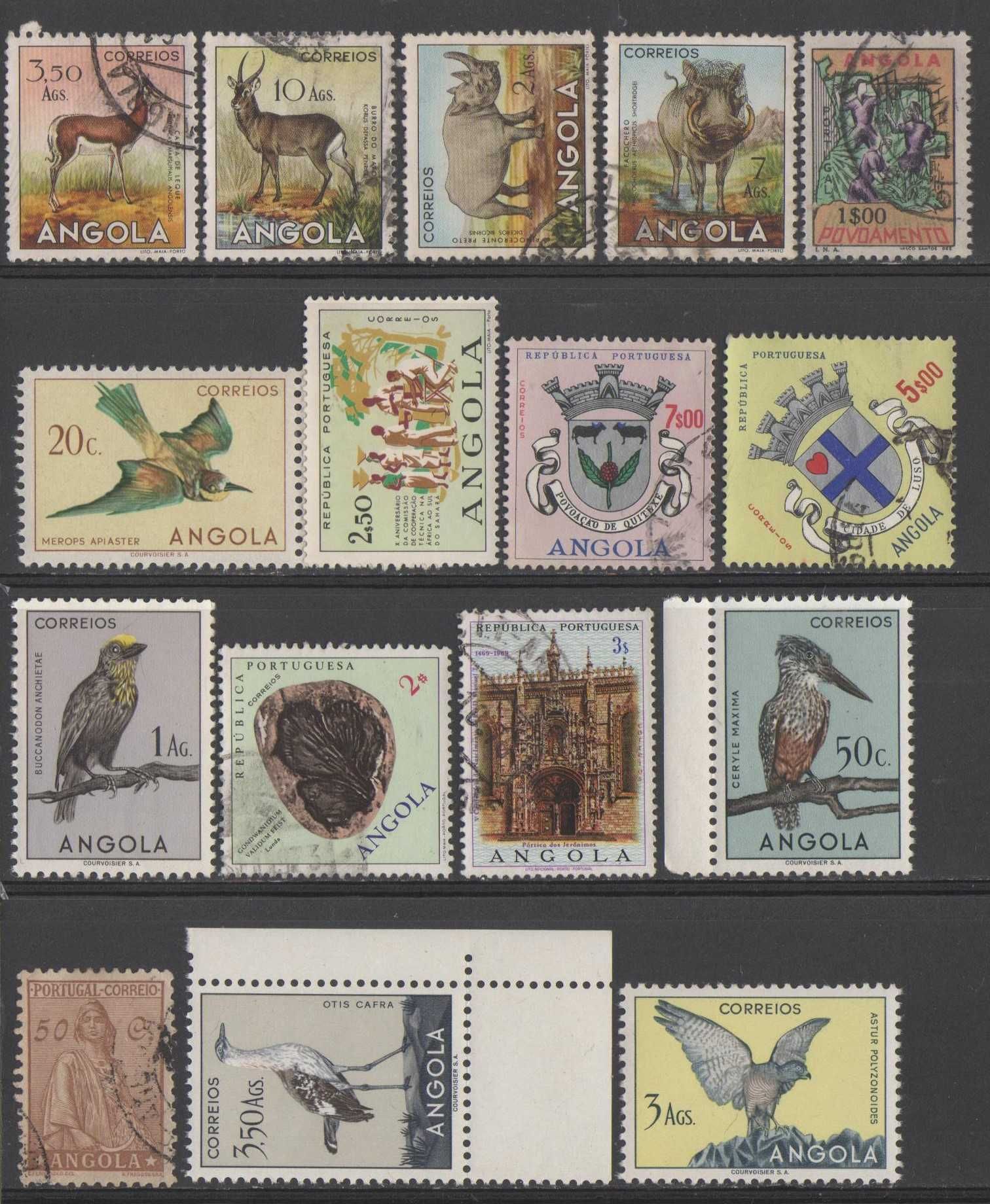 Filatelia: Angola - 80 selos novos e usados