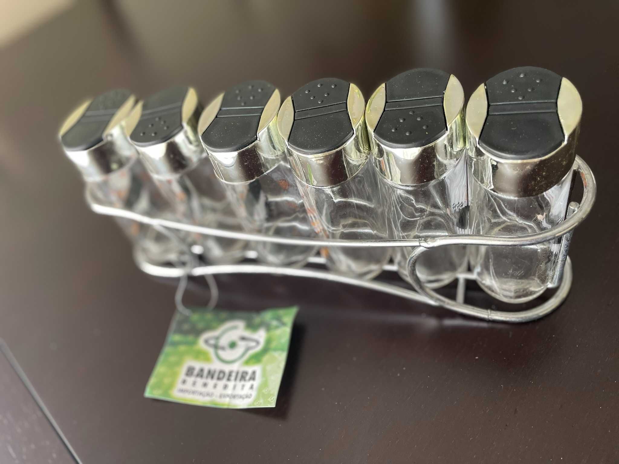 Conjunto recipientes especiarias com suporte - NOVO!