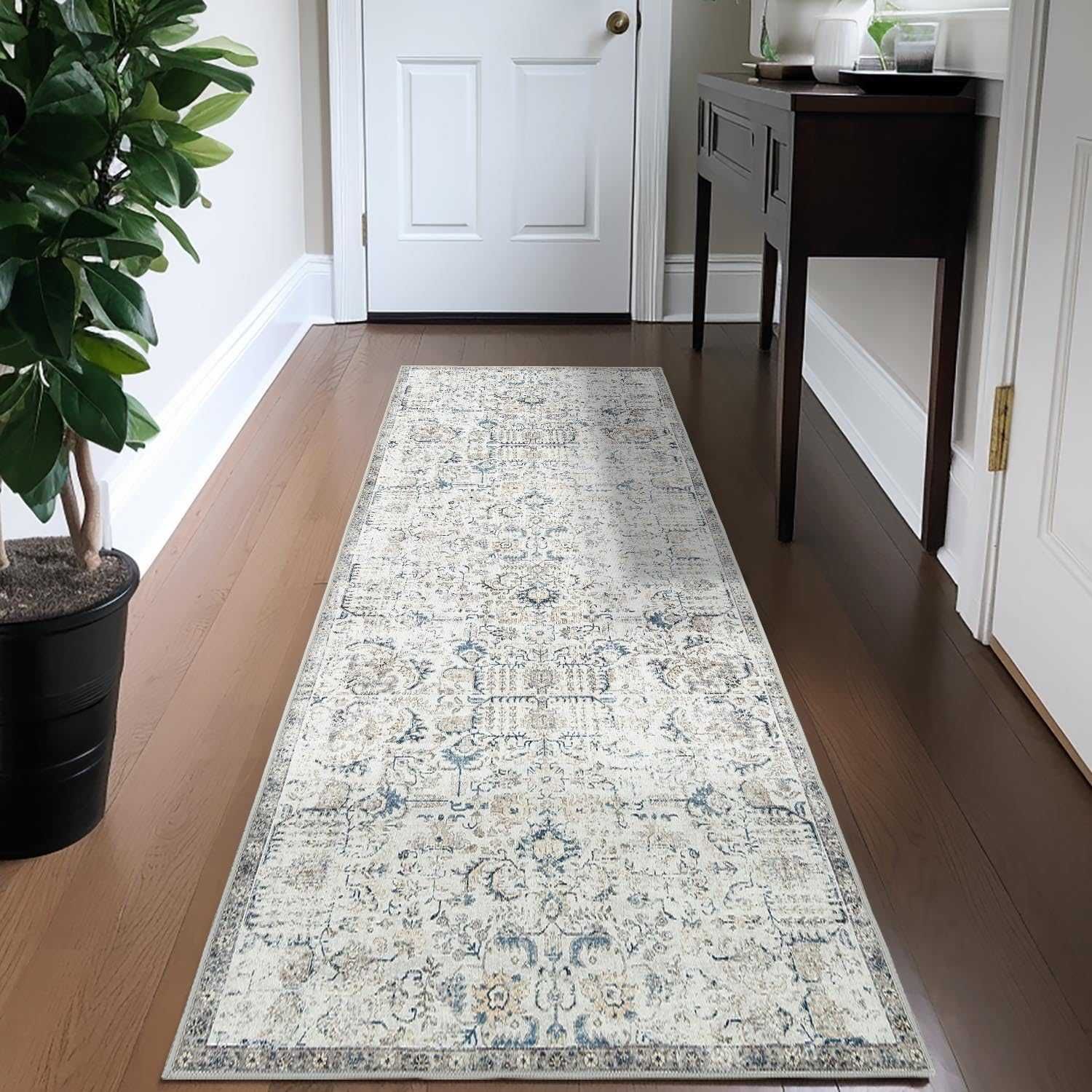 TOPICK Chodnik Dywan w Stylu Vintage, 60 x 210 cm Antypoślizgowy