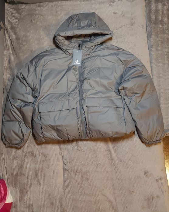 Kurtka zimowa z kapturem Converse, szara.