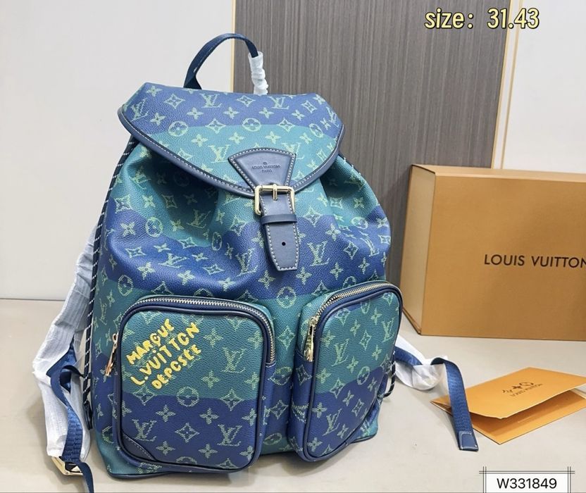 Рюкзак LOUIS VUITTON портфель мужкой зеленый брендовый оригинал