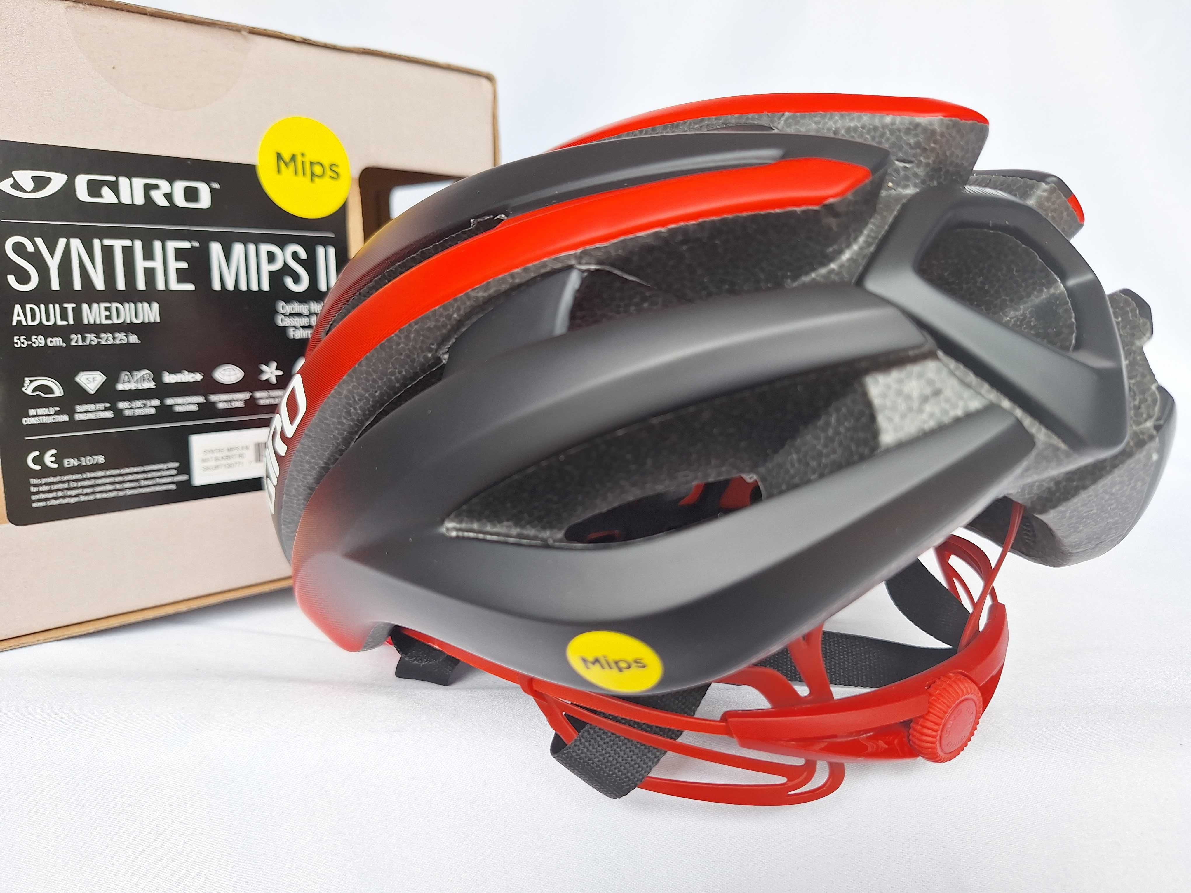 Kask rowerowy Giro Synthe Mips II Matte Black Bright Red S 51-55cm