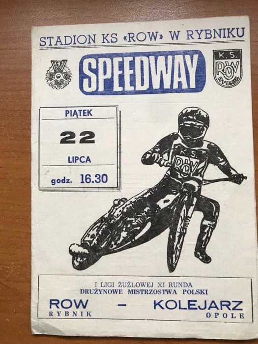 Program żużlowy DMP I ligi Row Rybnik - Kolejarz Opole [1988r.]