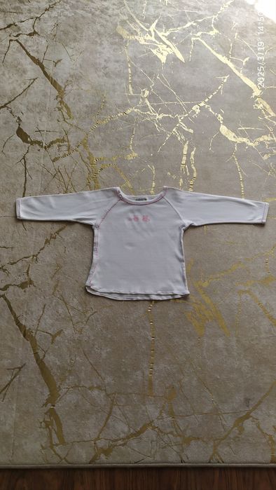 Kaftanik biały ażurowy , z misiami dla dziewczynki , r. 80, mohini bab