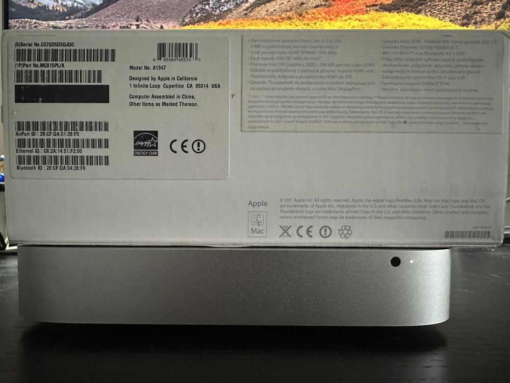 Mac mini A1347. SSD 256. 8GB RAM. i5.