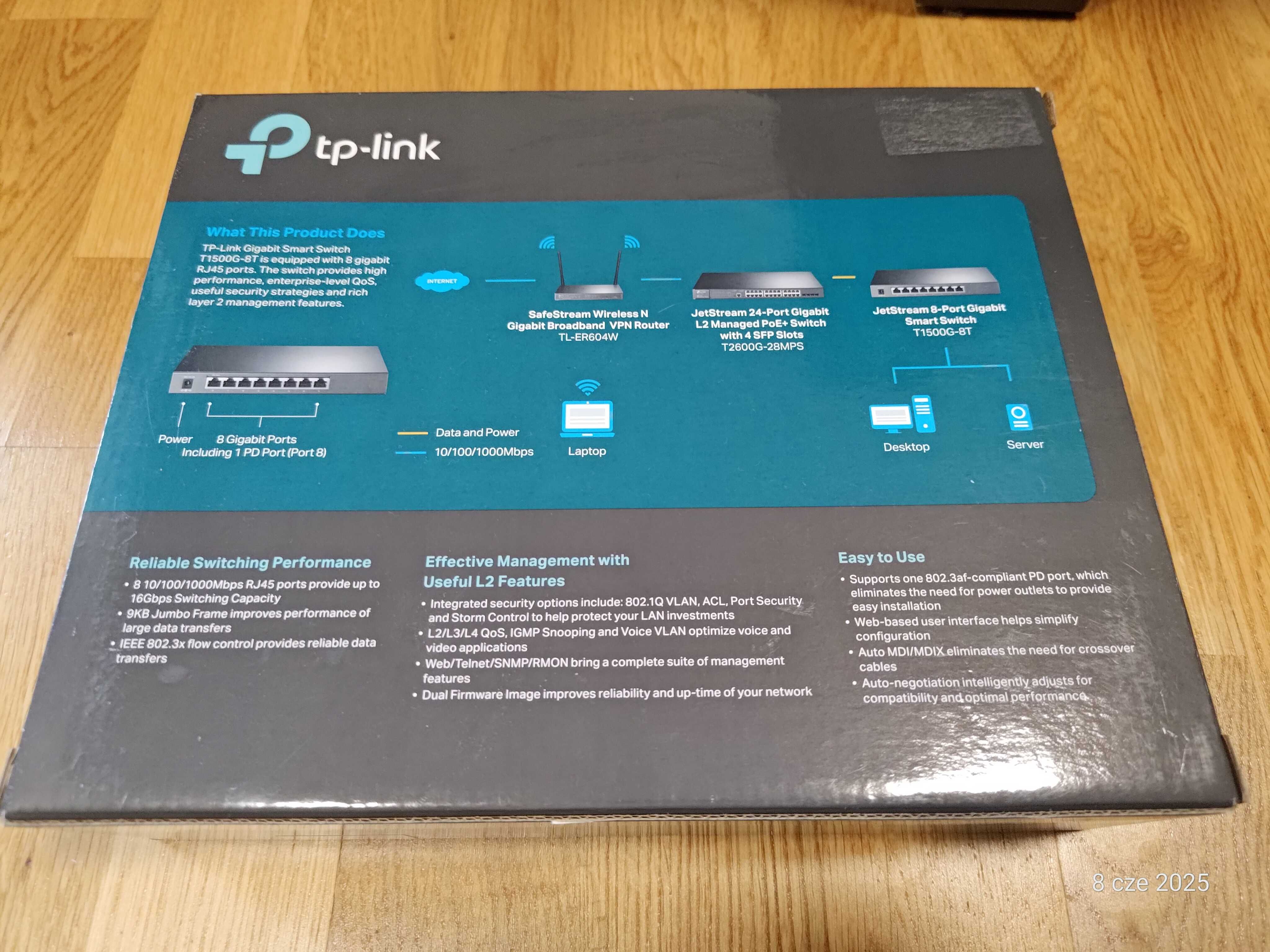 Przełącznik sieciowy TP-Link 8p T1500G-8T