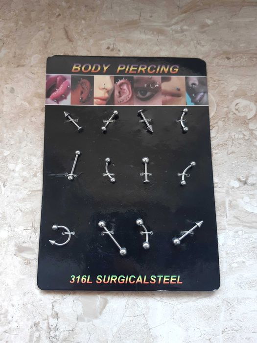 18 kloczyków body piercing kolczyki 316L stal chirurgiczna