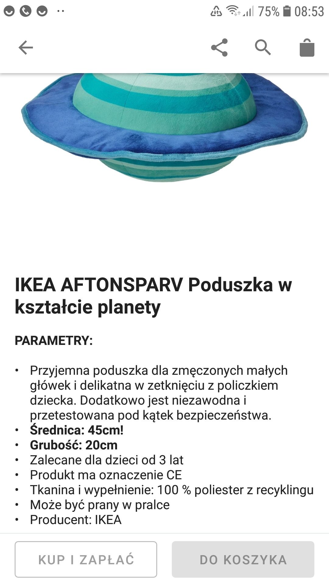 Poduszka Planeta Ikea