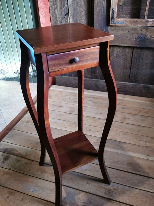 stolik kwietnik vintage retro z szuflafką szufladą