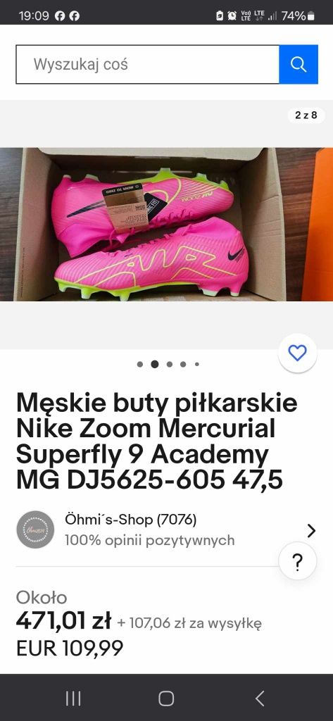 Buty piłkarskie   Nike  Zoom Mercurial