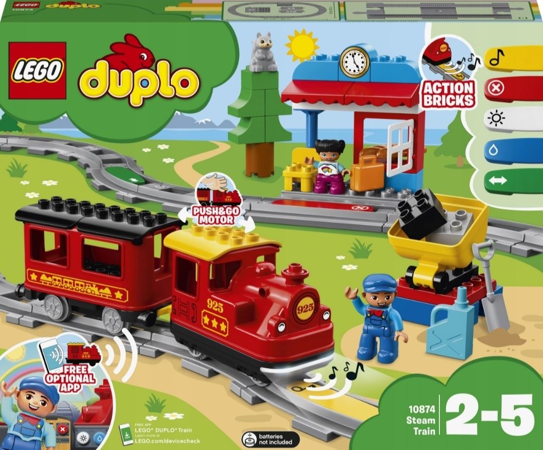 LEGO Duplo 10874 Pociąg parowy plus 10882 tory kolejowe  nowe