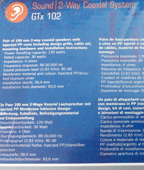 Głośniki samochodowe Blaupunkt GTx 102 -Limited Edition 120 W