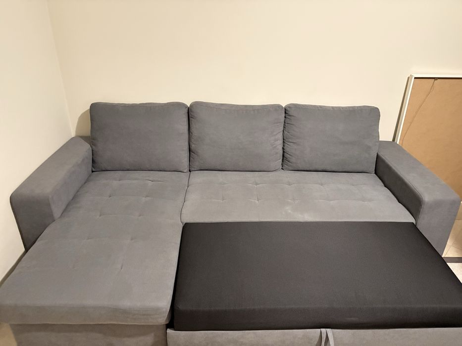 Sofá Cama - Chaise Longue Cinza