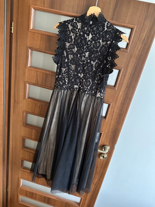 Elegancka koronkowa sukienka M/38 koktajlowa wesele chrzciny
