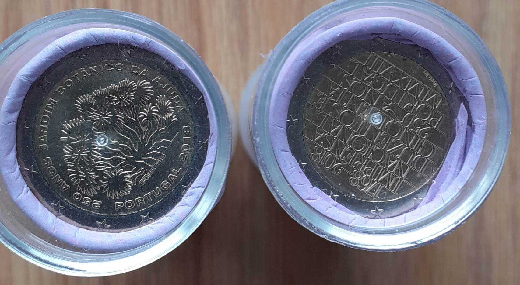 Rolo de 25 moedas comemorativas de 2 euros Portugal