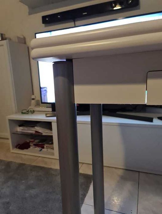 Mesa desdobrável branca com gaveta de cozinha jantar 80 x 40 a 80 x 78