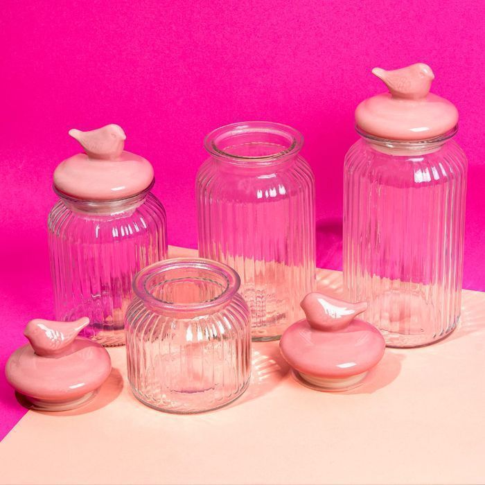 Słoik pojemnik szklany z ceramiczną pokrywką PTAK 700 ml na ciastka