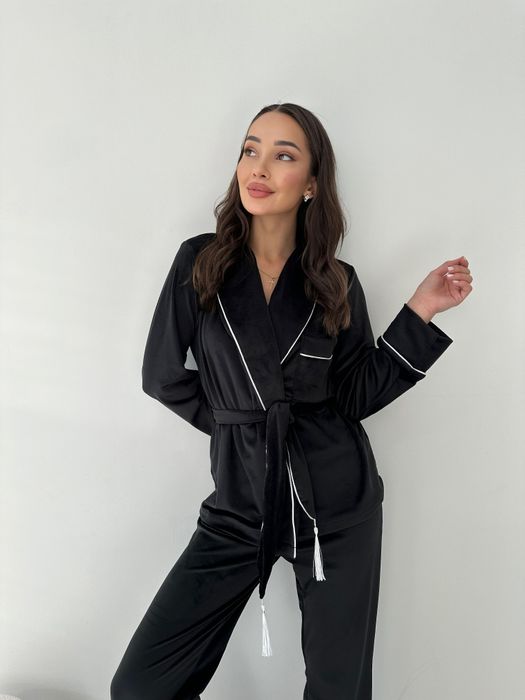 Плюшевий костюм для дому та відпочинку піжама кофта штани велюр