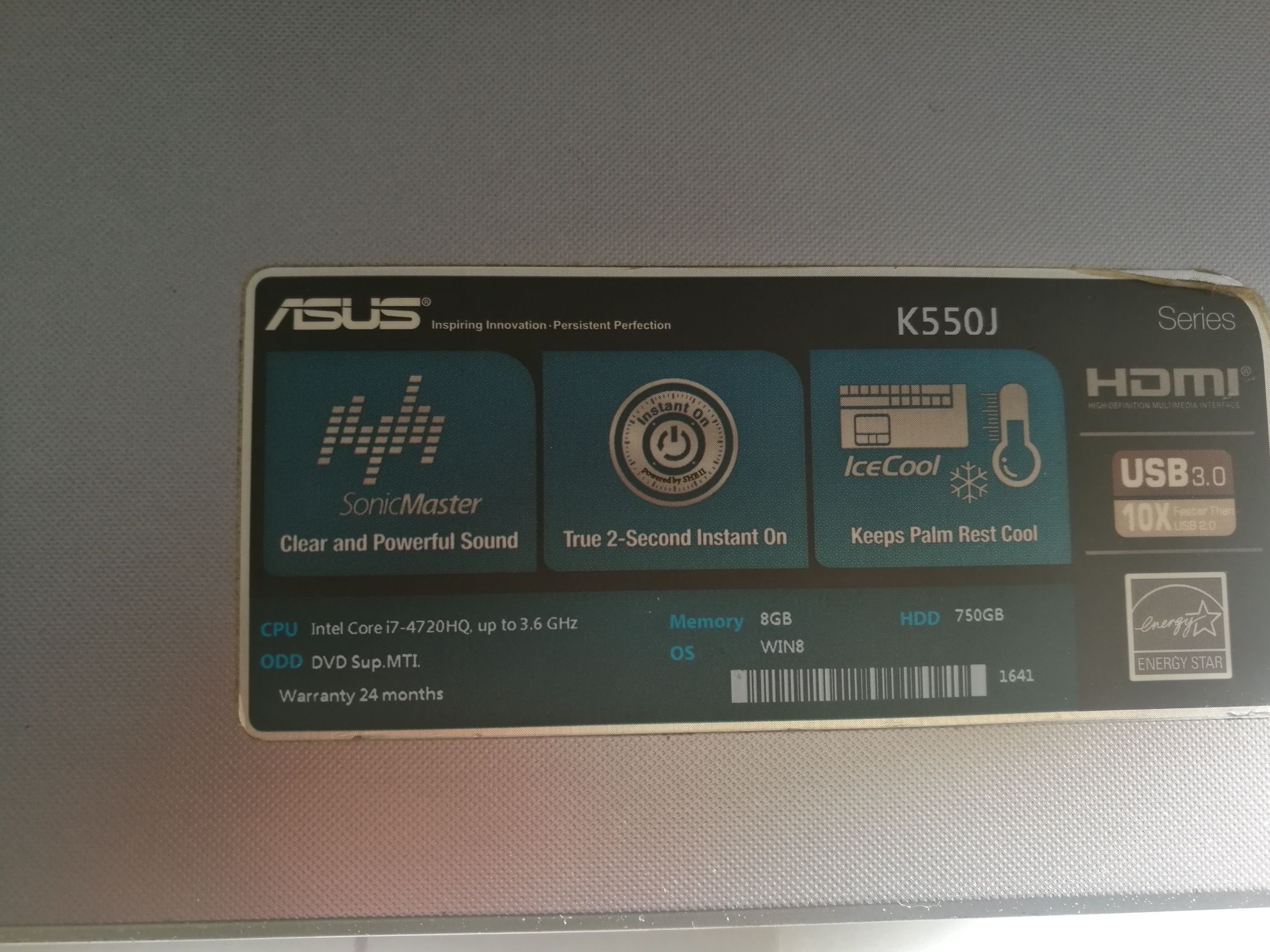 Portátil ASUS K550J