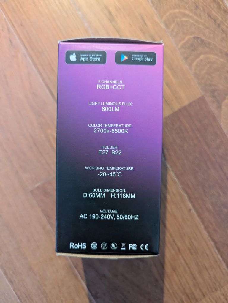 Lâmpada LED inteligente RGBCW