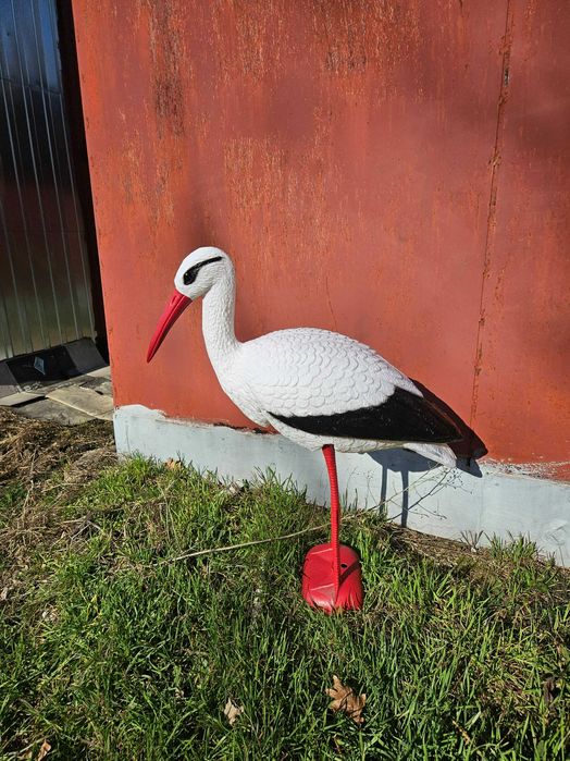 Wysoka figurka bocian bociek wiosna lato na ogród działkę prezent