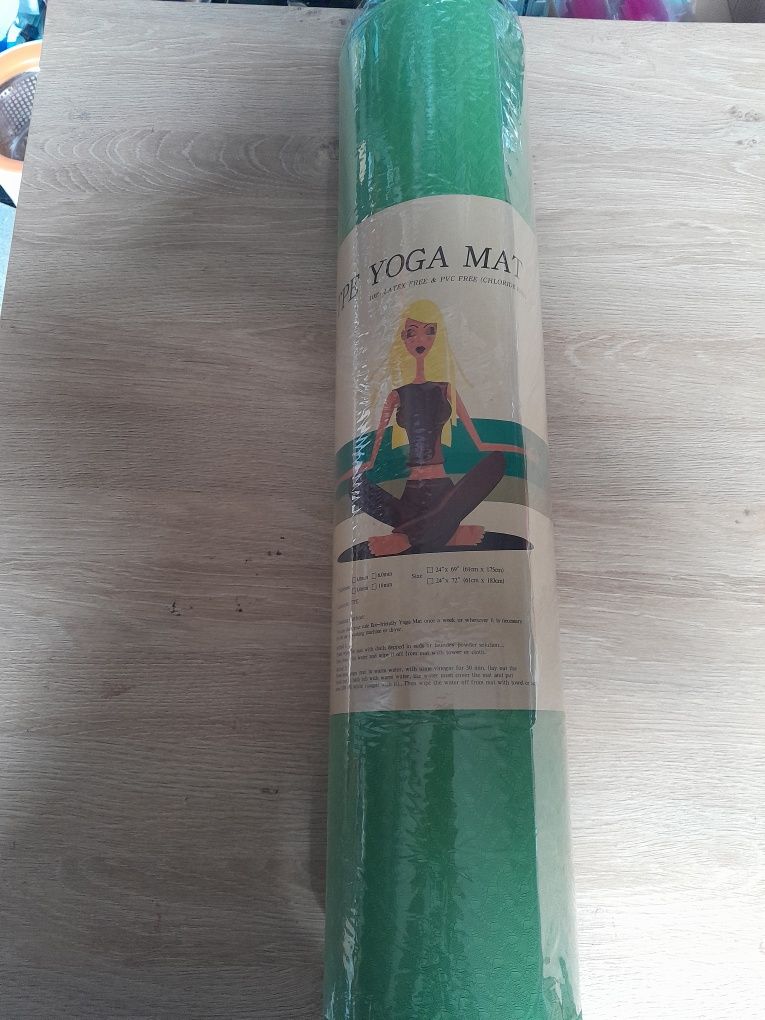 Mata do jogi 183x61cm 6mm zielona yoga matte z pokrowcem