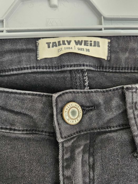 Spodnie czarne jeansowe dżinsy z przetarciami dziurami Tally Weijl 38