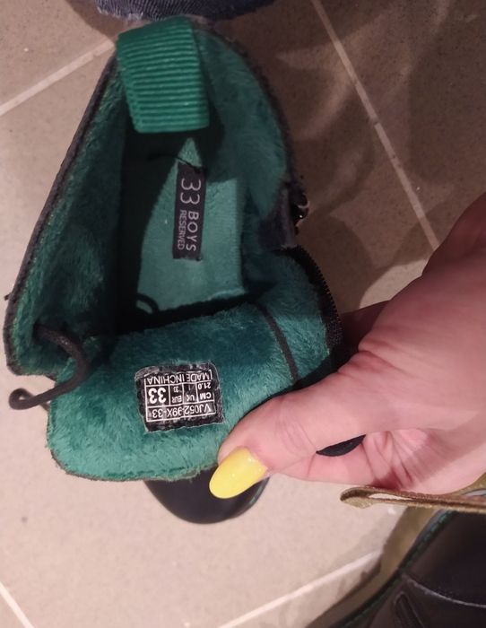 Skórzane buty zimowe czarne eleganckie Reserved 33 wkładka21cm jakNowe