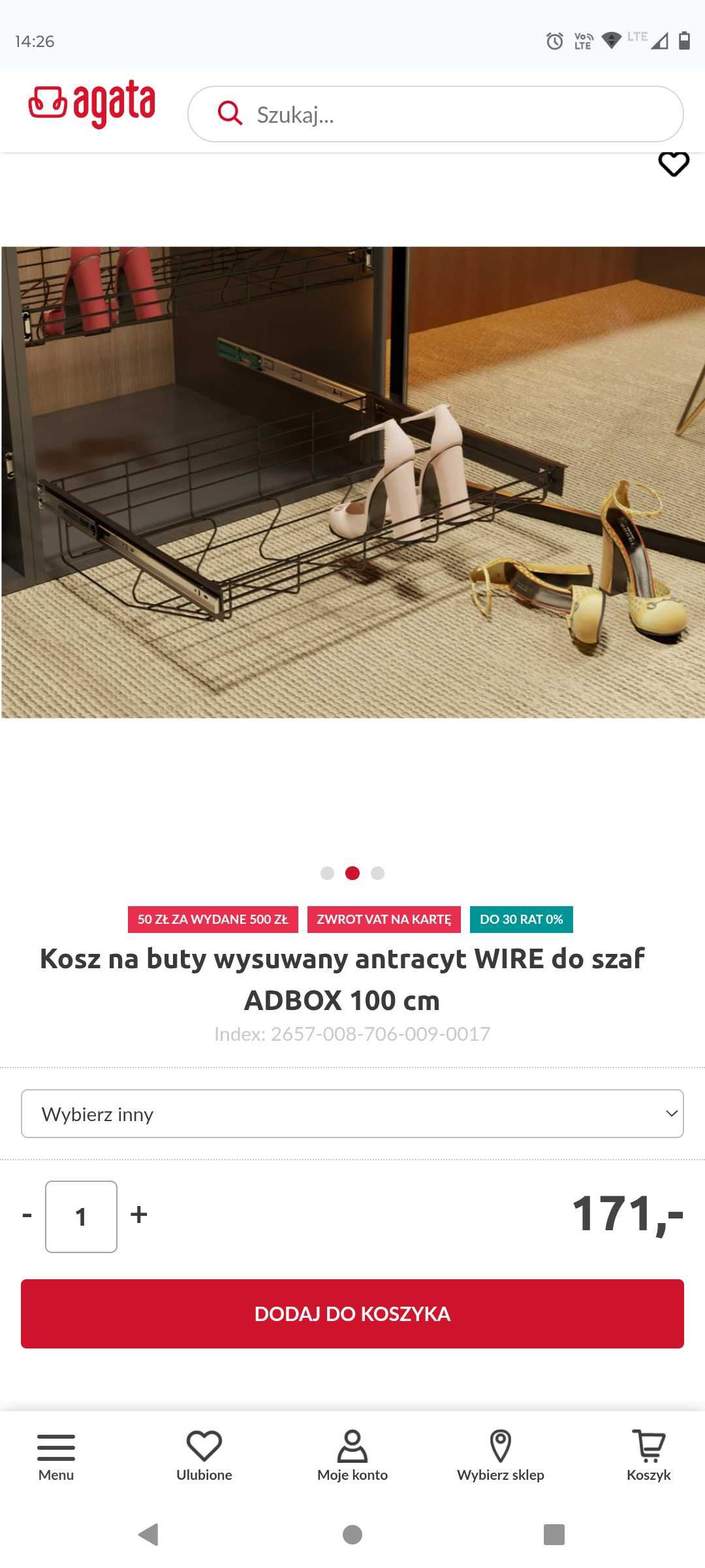 Kosz na buty do szafy wysuwany